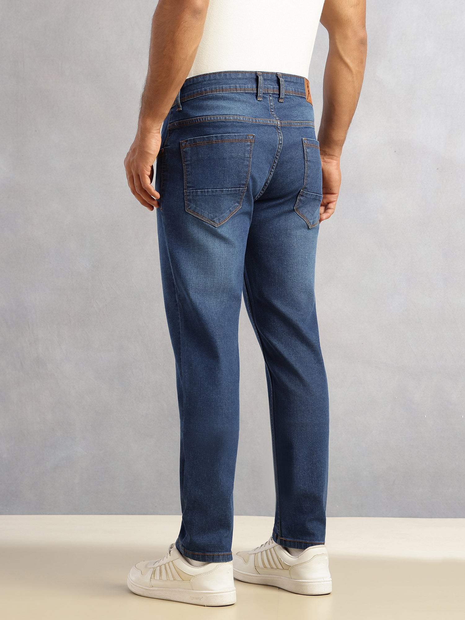 Thomas Scott Men Dark Blue Slim Fit Dark Shade Mid-Rise Clean Look 5 Pocket Design Stretchable Jeans