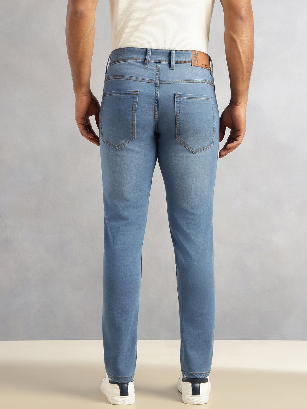 Thomas Scott Men Mid Blue Slim Fit Light Shade Mid-Rise Clean Look 5 Pocket Design Stretchable Jeans