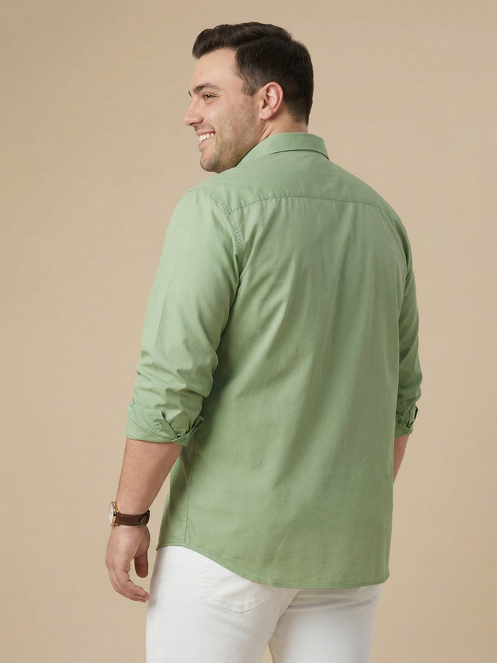 Thomas Scott Men Pista Cotton Casual Shirt Plus Size Regular Fit Spread Collar Long Sleeve