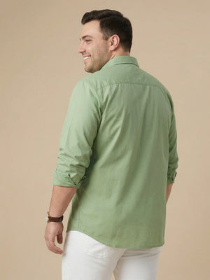 Thomas Scott Men Pista Cotton Casual Shirt Plus Size Regular Fit Spread Collar Long Sleeve