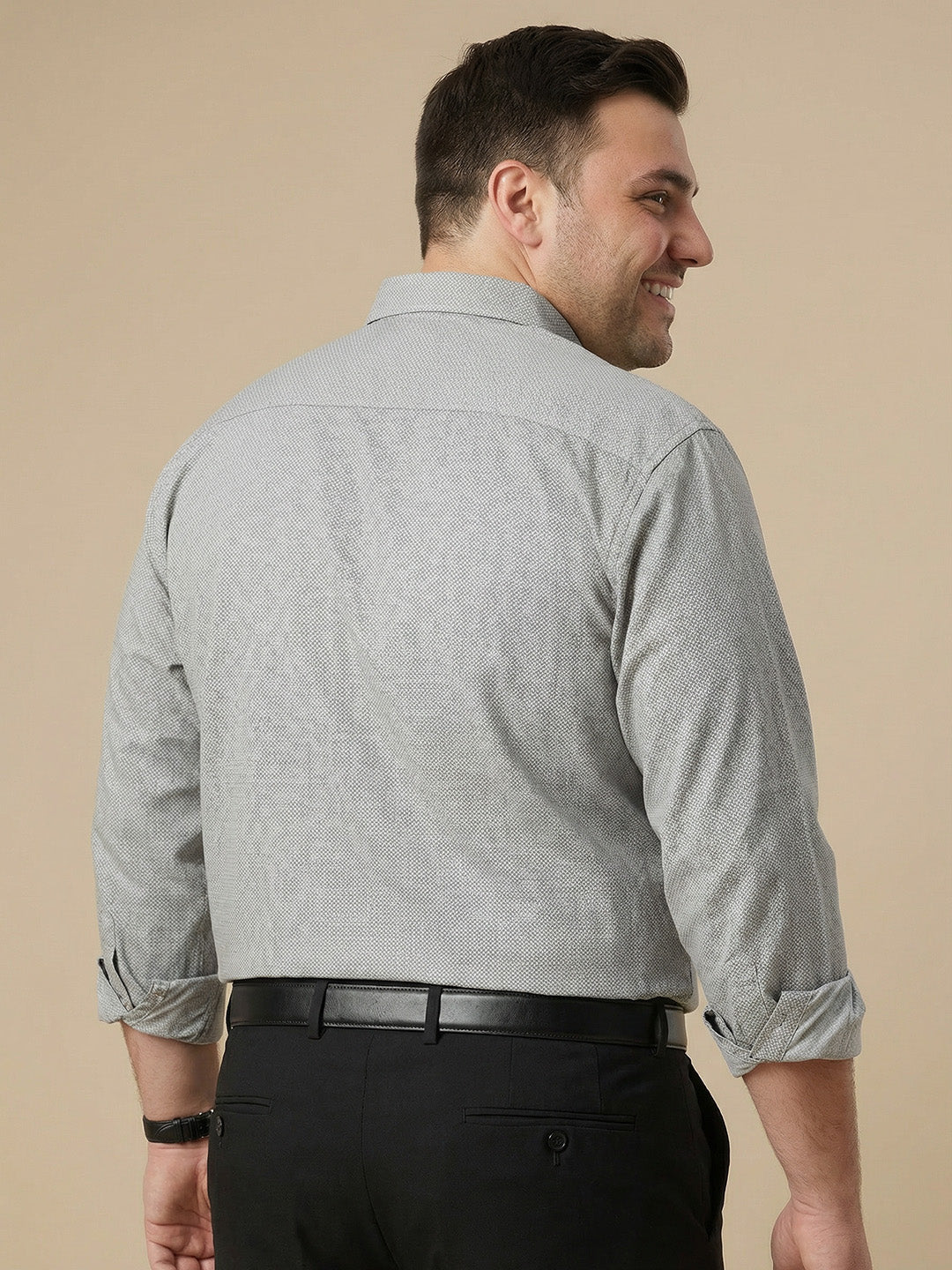 Thomas Scott Men Bottle Green Plus Size Smart Regular Fit Long Sleeves Spread Collar 100% Cotton Solid Formal Shirt