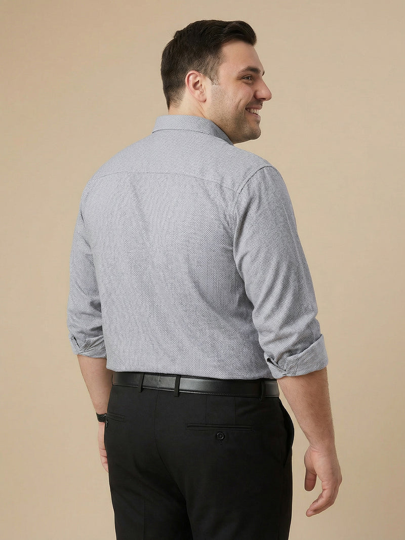 Thomas Scott Men Black Plus Size Smart Regular Fit Long Sleeves Spread Collar 100% Cotton Solid Formal Shirt