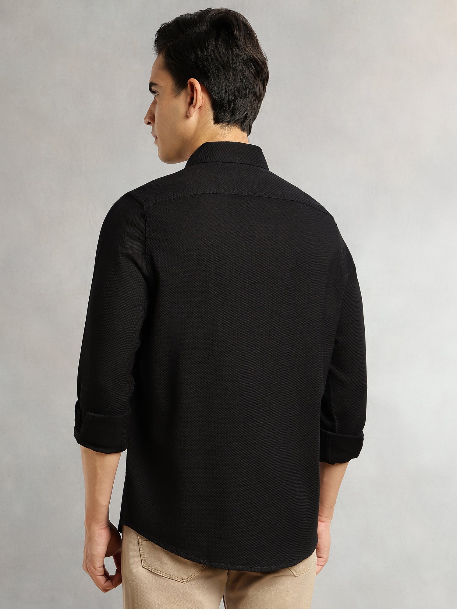 Thomas Scott Men Black Cricket Club Collection Men Slim Fit Cotton Casual Shirt-Dual Flap Pocket