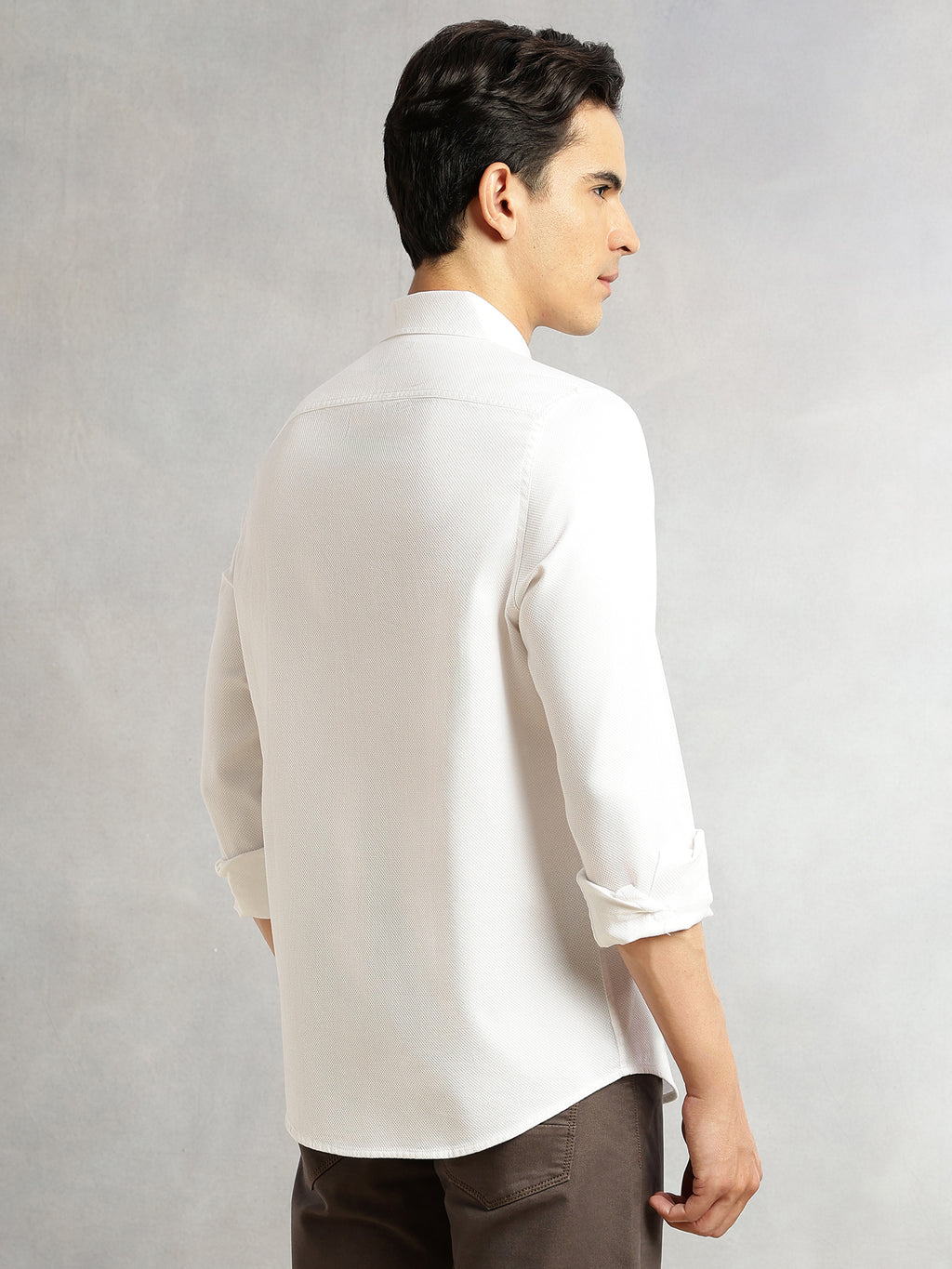 Thomas Scott Men White Cricket Club Collection Men Slim Fit Cotton Casual Shirt-Dual Flap Pocket