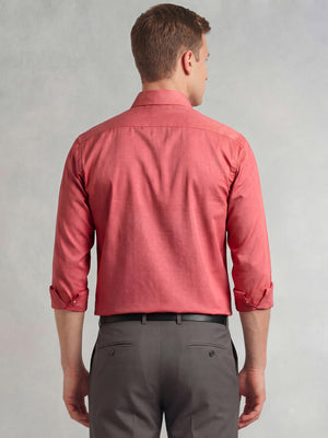 Thomas Scott Men Dark Peach Regular Fit Long Sleeves Spread Collar Solid 100% Cotton Formal Shirt
