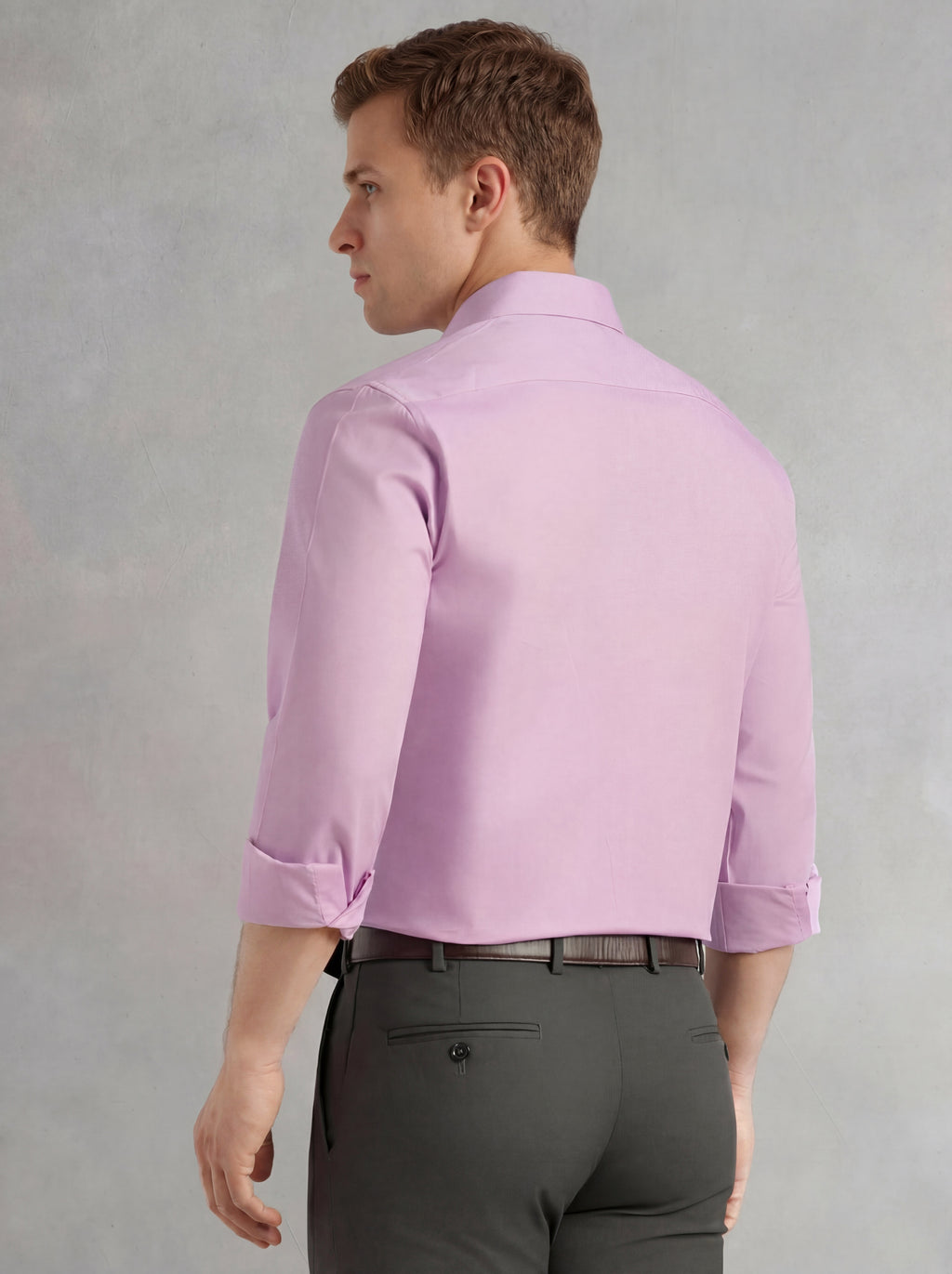 Thomas Scott Men Voilet Regular Fit Long Sleeves Spread Collar 100% Cotton Oxford Formal Shirt