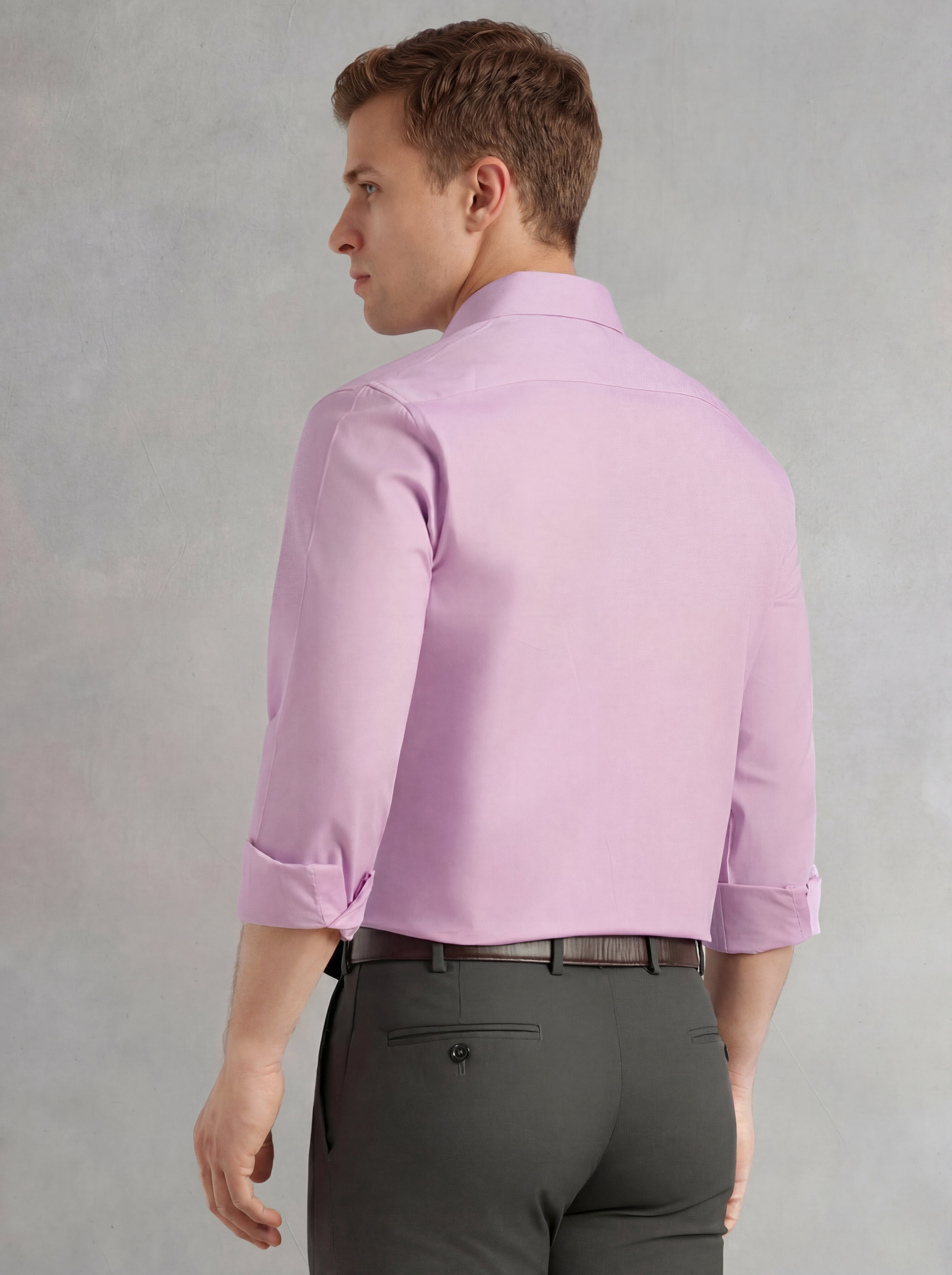 Thomas Scott Men Voilet Regular Fit Long Sleeves Spread Collar 100% Cotton Oxford Formal Shirt