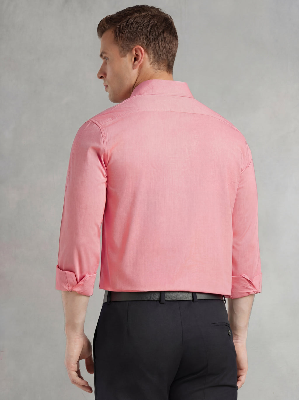 Thomas Scott Men Red Regular Fit Long Sleeves Spread Collar 100% Cotton Oxford Formal Shirt