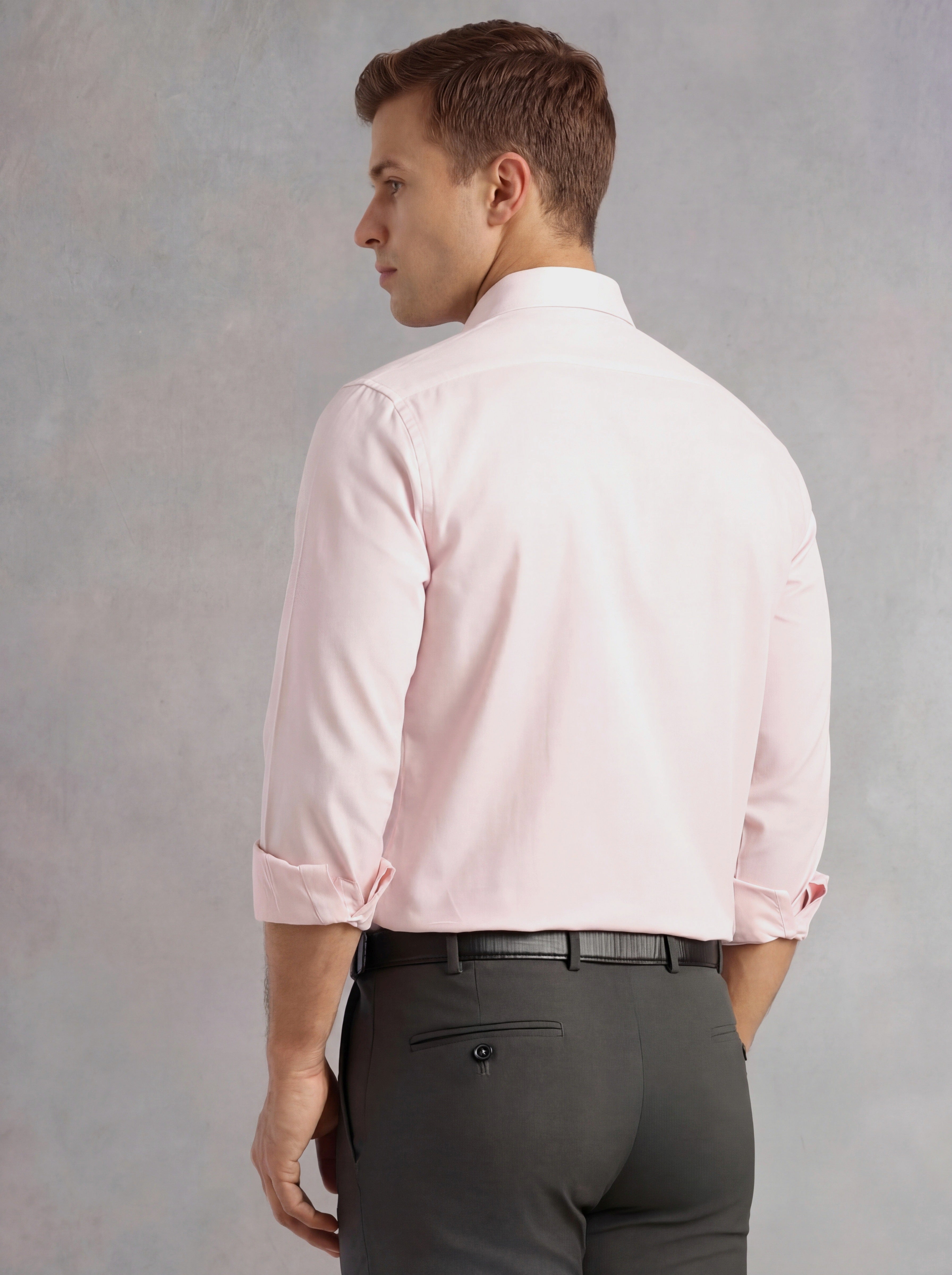 Thomas Scott Men Pink Regular Fit Long Sleeves Spread Collar 100% Cotton Oxford Formal Shirt