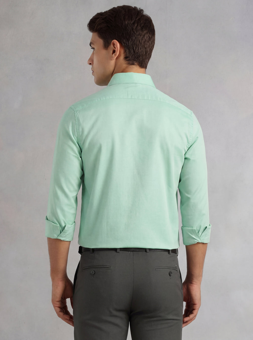 Thomas Scott Men Green Regular Fit Long Sleeves Spread Collar 100% Cotton Oxford Formal Shirt