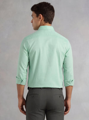 Thomas Scott Men Green Regular Fit Long Sleeves Spread Collar 100% Cotton Oxford Formal Shirt