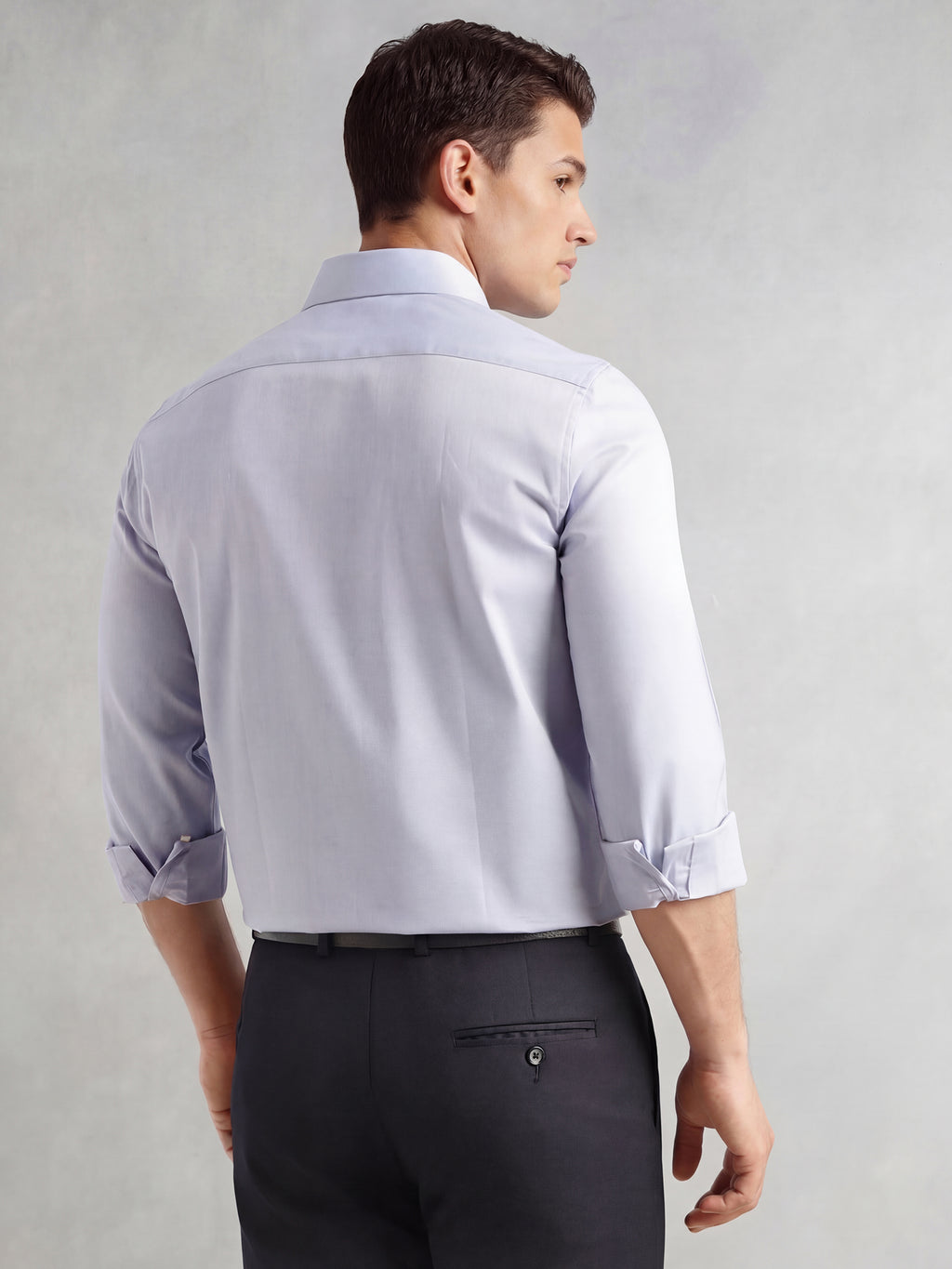 Thomas Scott Men Blue Regular Fit Long Sleeves Spread Collar with Contrast Fabric Solid 100% Cotton Formal Shirt