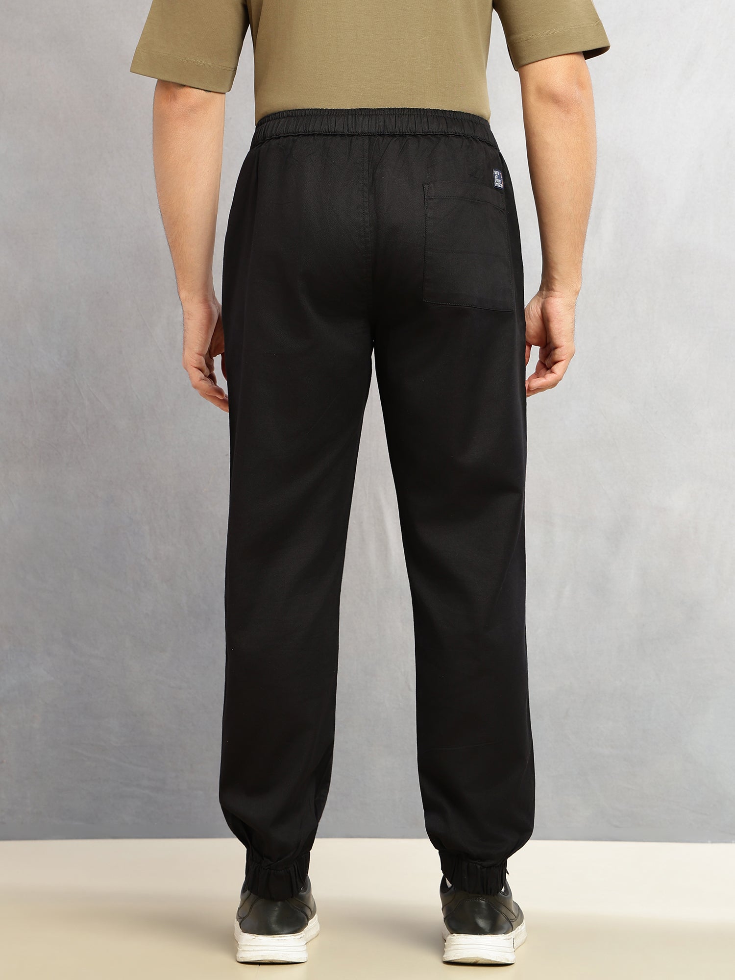 Thomas Scott Men Black Cricket Club Collection Regular Fit Mid-Rise Woven Joggers with Drawstring & 4 Utility Pockets