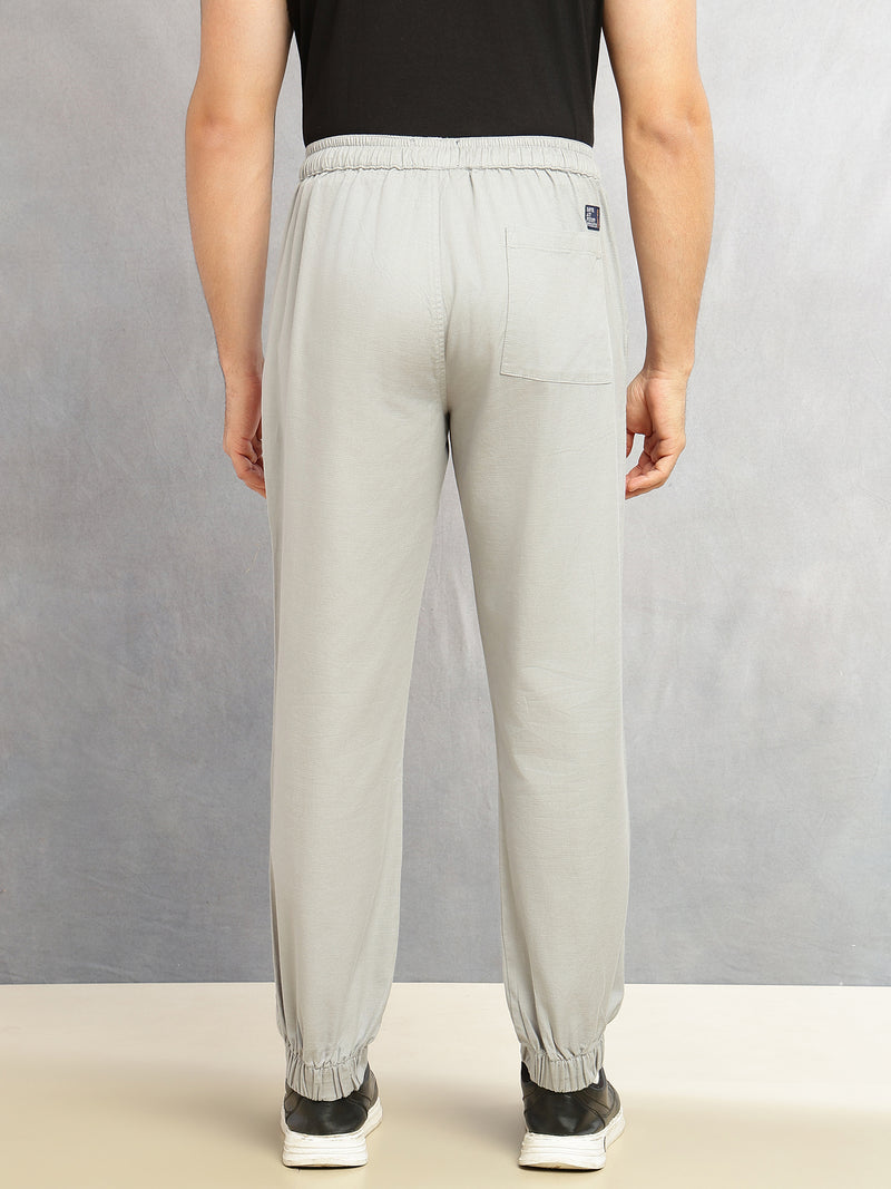 Thomas Scott Men Grey Cricket Club Collection Regular Fit Mid-Rise Woven Joggers with Drawstring & 4 Utility Pockets