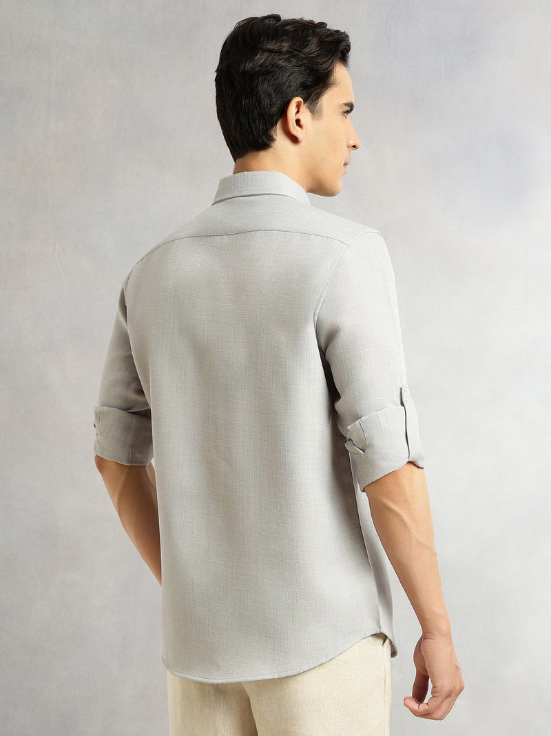 Thomas Scott Men Ice Slim Fit Long Sleeves Button-Down Collar Polyester Casual Shirt