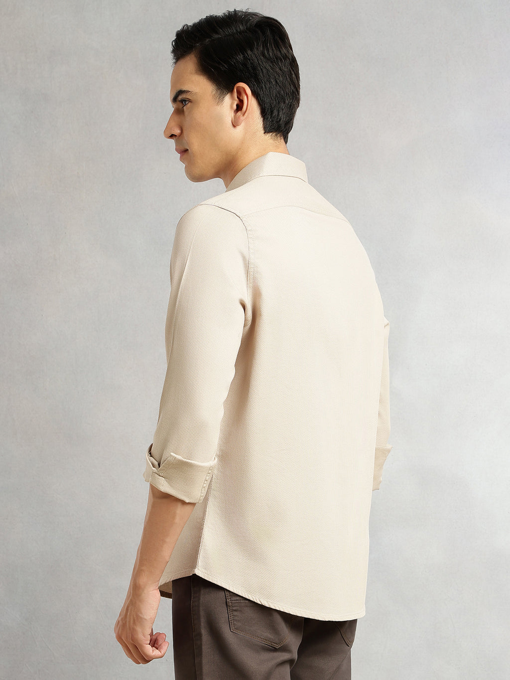 Thomas Scott Men Beige Cricket Club Collection Men Slim Fit Cotton Casual Shirt-Dual Flap Pocket