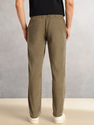 Thomas Scott Men Mint Regular Fit Mid-Rise Textured 4-Pockets Design Corduroy Trouser
