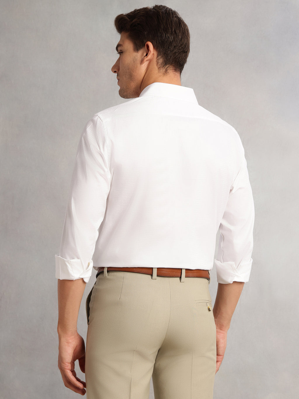 Thomas Scott Men White2 Premium Regular Fit Long Sleeves Spread Collar 100% Cotton Formal Shirt