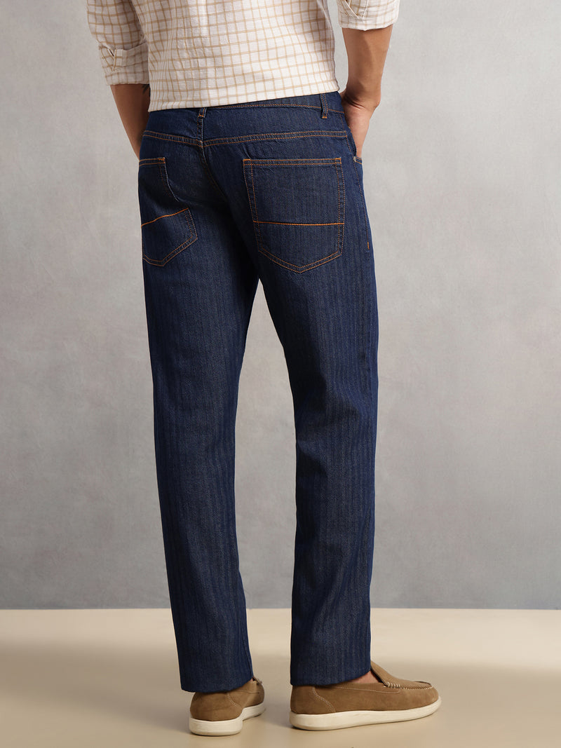 Thomas Scott Men Blue Cricket Club Collection Relaxed Fit Dark Shade Clean Look Non Stretchable Jeans