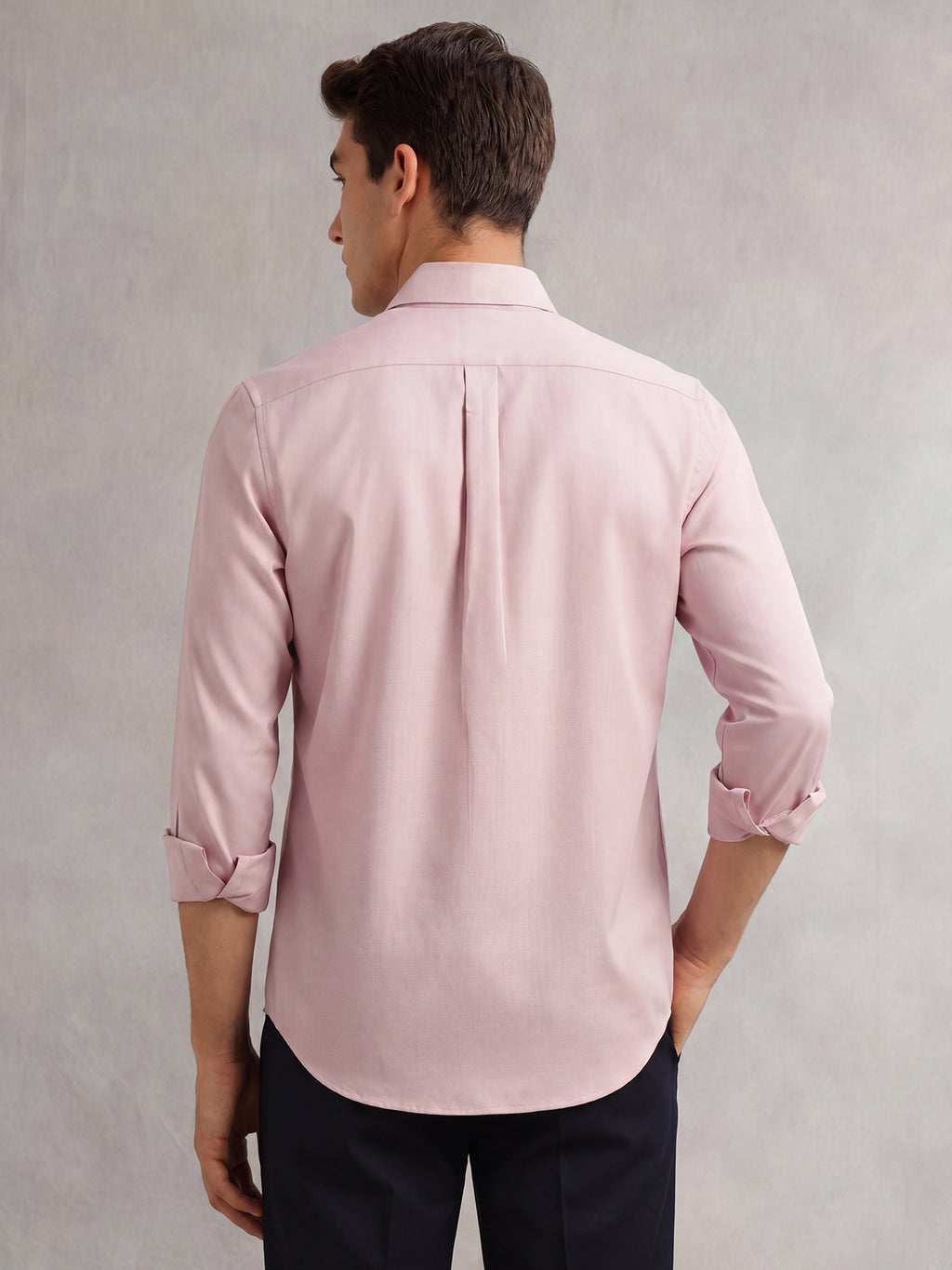 Thomas Scott Men Lilac Premium Regular Fit Long Sleeves Spread Collar Textured 100% Cotton Casual Shirt