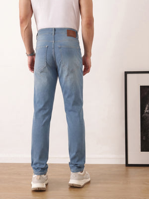 Thomas Scott Men Mid Blue Smart Skinny Fit Mid-Rise Clean Look Stretchable Jeans
