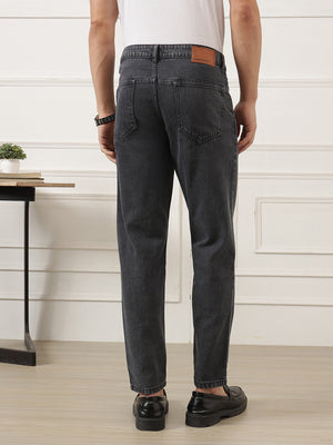 Dark Black Smart Carrot Fit Mid-Rise Clean Look Non-Stretchable Jeans For Men