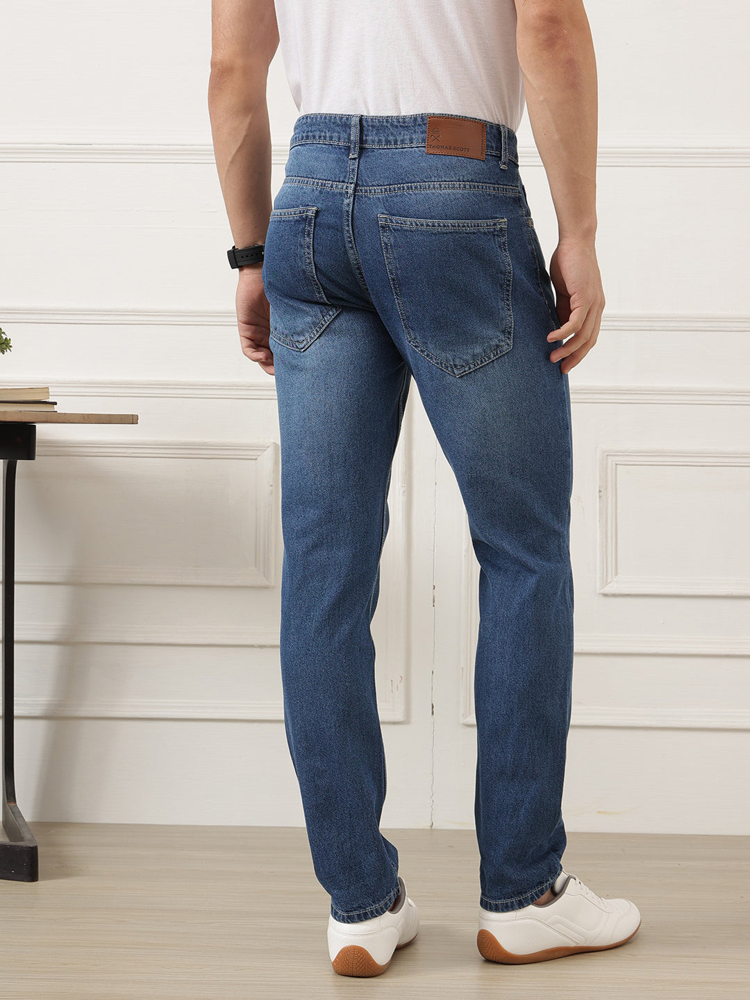 Dark Blue Smart Slim Fit Mid-Rise Clean Look Non-Stretchable Jeans For Men