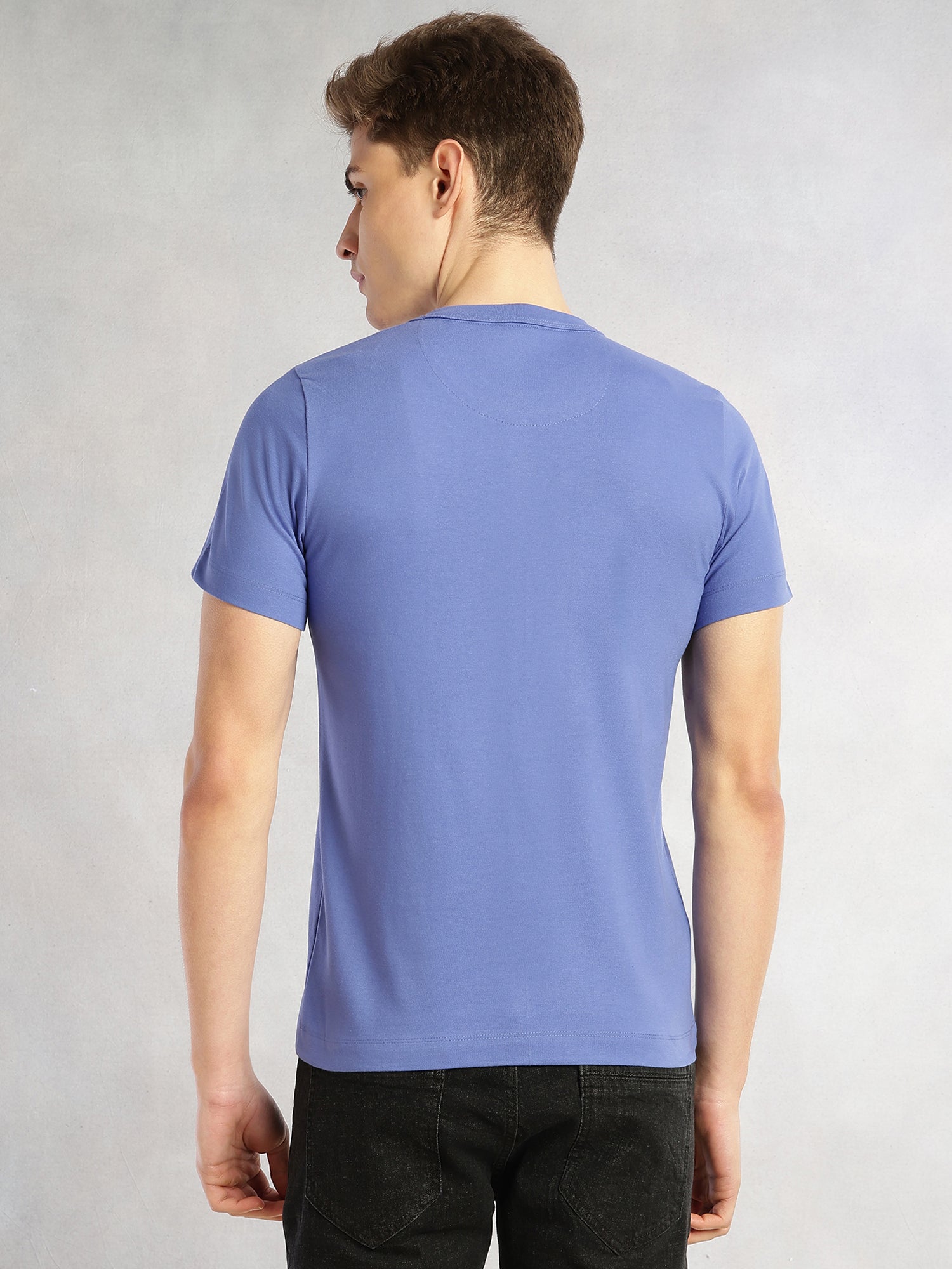 Thomas Scott Men Regular Fit Short Sleeves Round Neck Solid Knitted T-Shirt