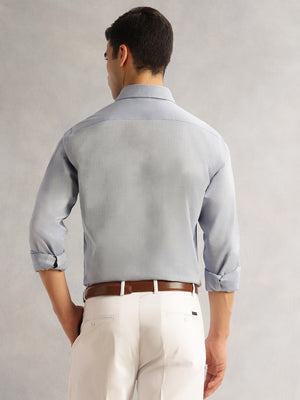 Blue Regular Fit Long Sleeves Cutaway Collar 100% Cotton Filafil Formal Shirt For Men