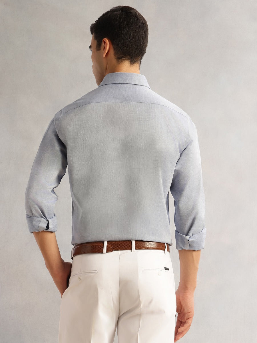 Thomas Scott Men Blue Regular Fit Long Sleeves Cutaway Collar 100% Cotton Filafil Formal Shirt