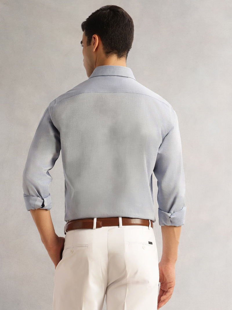 Thomas Scott Men Blue Regular Fit Long Sleeves Cutaway Collar 100% Cotton Filafil Formal Shirt
