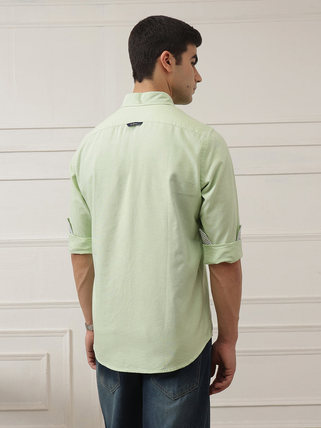 Pista Premium Regular Fit Button-Down Collar Solid Pure Cotton Casual Shirt For Men