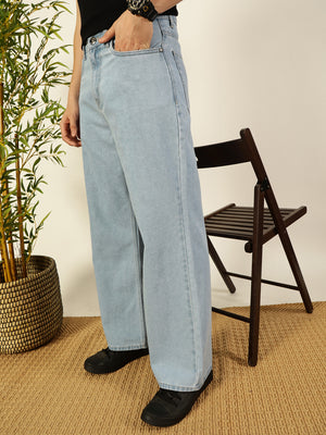 Blue Classic Bootcut Fit Clean Look Non Stretchable Jeans For Men