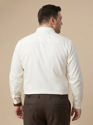 Yellow Plus Size Smart Long Sleeves Regular Fit Spread Collar Solid 100% Cotton Formal Shirt For Men