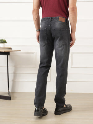 Mid Black Smart Slim Fit Mid-Rise Clean Look Non-Stretchable Jeans For Men