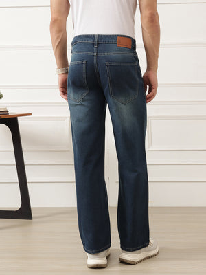 Blue Smart Baggy Fit Mid-Rise Clean Look Non Stretchable Jeans For Men