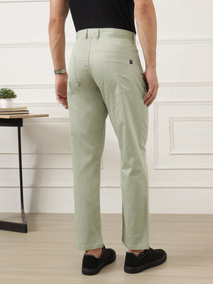 Mint Smart Easy Wash Regular Fit Mid-Rise Solid Woven Chinos Trouser For Men