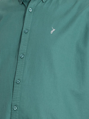 Olive Cricket Club Collection Regular Fit Plus Size Button Down Collar Twill Shirt For Men