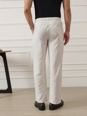 Thomas Scott Men Beige Smart Straight Fit Mid-Rise Pleated Woven Trouser