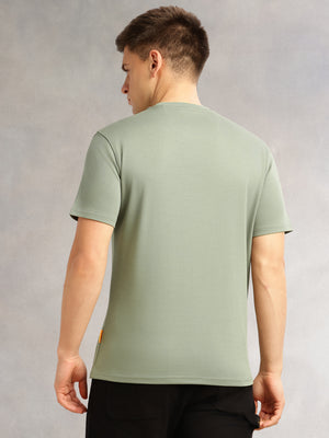 Thomas Scott Men Sea Green Cricket Club Collection Regular Fit Short Sleeves Round Neck Solid 100% Cotton Knitted Tshirt