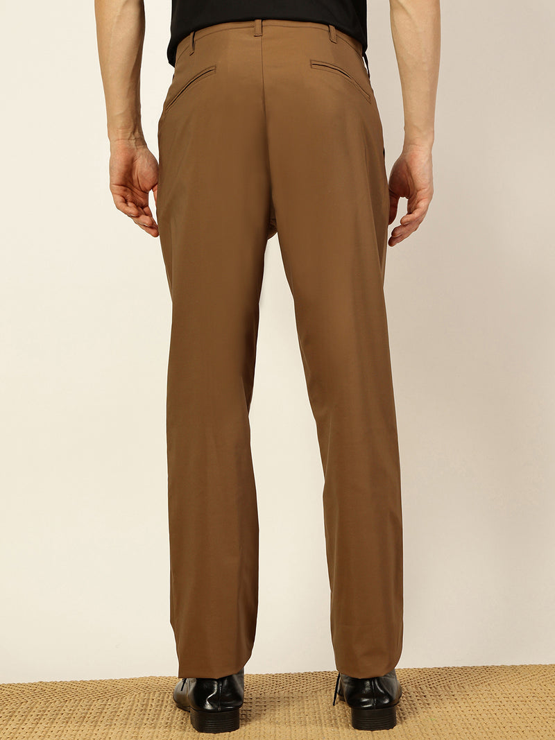 Thomas Scott Men Brown Smart Pleated Korean Pant
