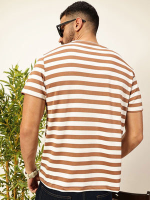 Thomas Scott Men Brown Regular Fit Short Sleeves Round Neck Knitted T-shirt