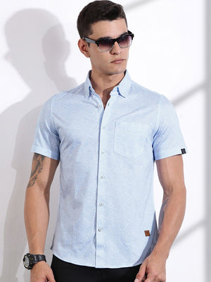 Thomas Scott Men LightBlue Slim Fit Ethnic Motifs Printed Casual Shirt