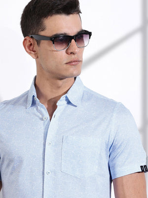 Thomas Scott Men LightBlue Slim Fit Ethnic Motifs Printed Casual Shirt