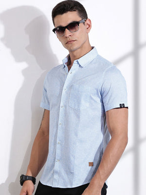 Thomas Scott Men LightBlue Slim Fit Ethnic Motifs Printed Casual Shirt