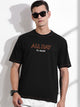 Thomas Scott Men Black Oversized Typography Print Knit Tshirt