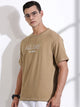 Thomas Scott Men Beige Oversized Typography Print Knit Tshirt