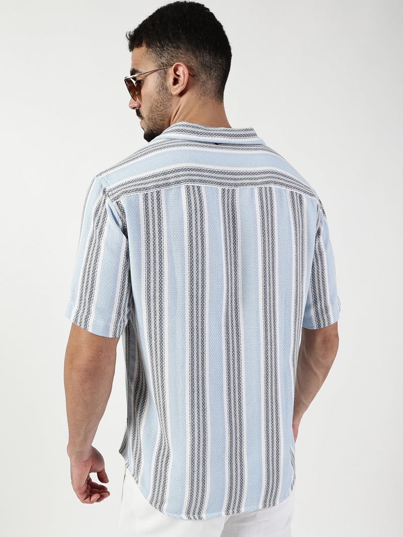 Thomas Scott Men Premium Slim Fit Opaque Striped Casual Shirt