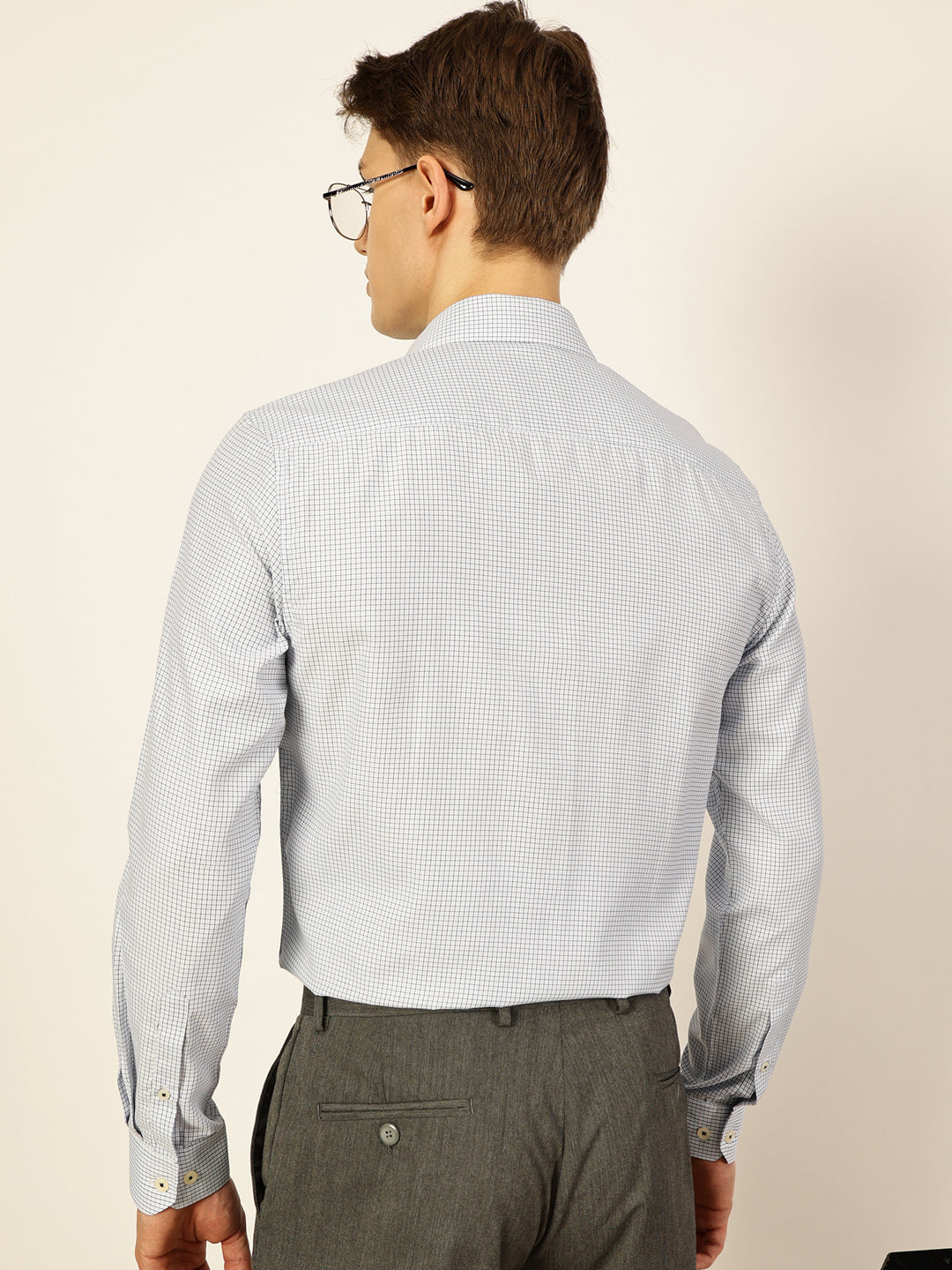 Thomas Scott Men Smart Gingham Checks Opaque Checked Formal Shirt