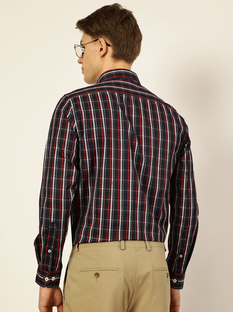 Thomas Scott Men Smart Tartan Checks Opaque Checked Formal Shirt